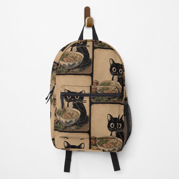 Item preview, Vintage Black Cat Eating Pho Noodles designed and sold by PurrfectHome.