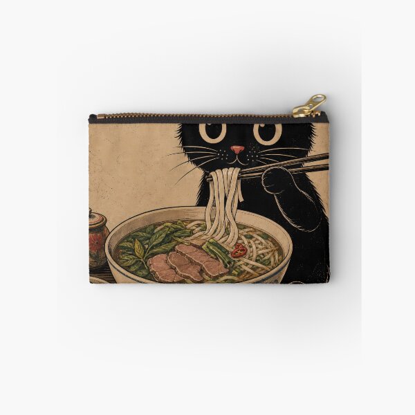 Item preview, Vintage Black Cat Eating Pho Noodles designed and sold by PurrfectHome.