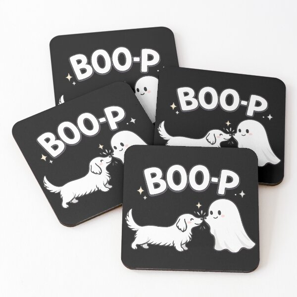 Item preview, Cute Dog Booping Ghost Halloween Boo-p Design designed and sold by SoyLamderma.
