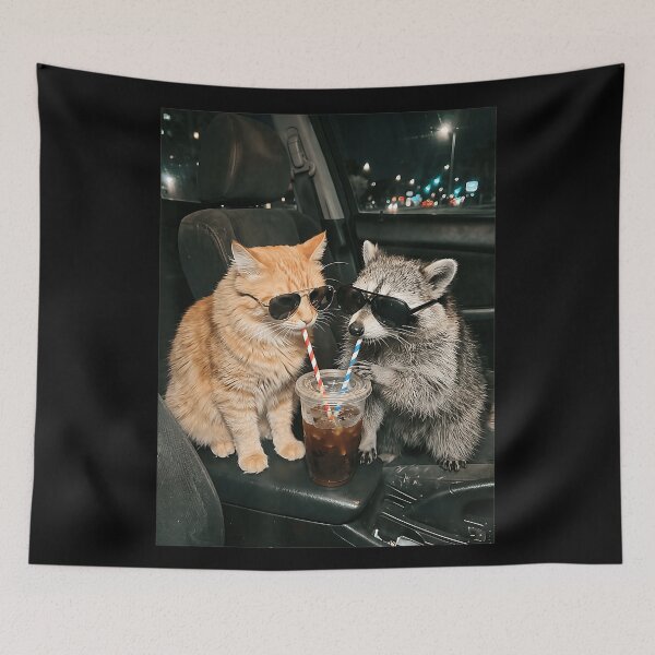 Item preview, Cool Cat Raccoon Friends Sunglasses Road Trip designed and sold by ZadehsiGG.