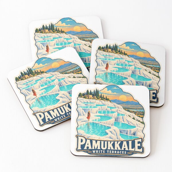 Item preview, Pamukkale Vintage Travel Sticker – White Terraces Turkey designed and sold by ChicClicker.