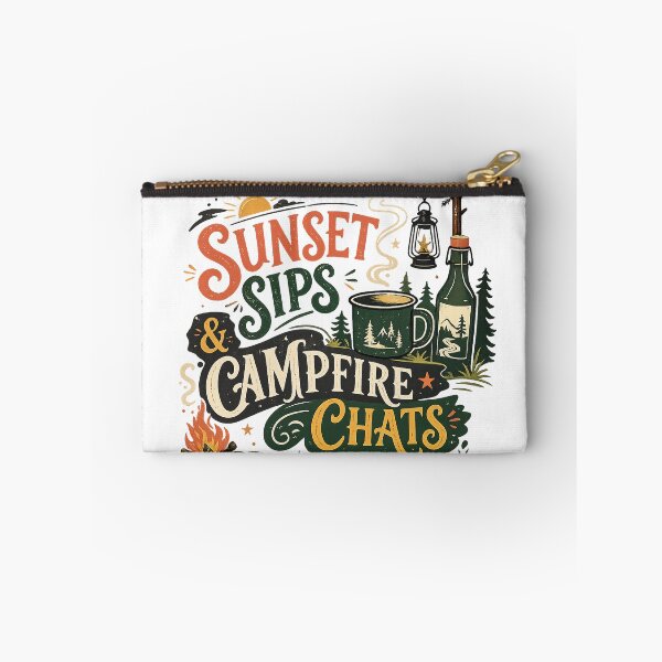 Item preview, Sunset Sips and Campfire Chats Camping Outdoor Adventure Art Design designed and sold by inkoutninja.