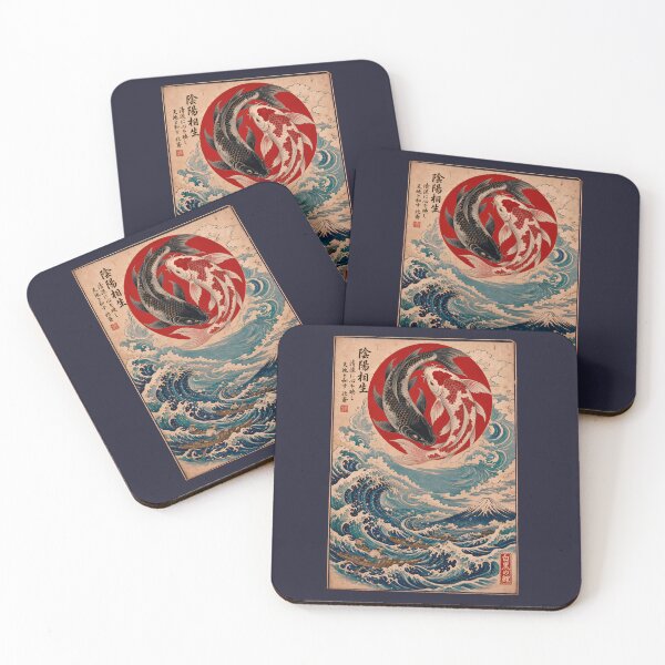 Item preview, Yin Yang Koi Fish 2 - Great Wave & Mount Fuji Ukiyo-e designed and sold by TheSamuraiCat.