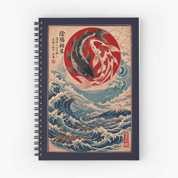 Item preview, Yin Yang Koi Fish 2 - Great Wave & Mount Fuji Ukiyo-e designed and sold by TheSamuraiCat.