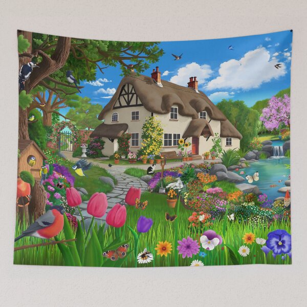 Item preview, Peaceful Cottage Garden designed and sold by GeraldNewtonArt.