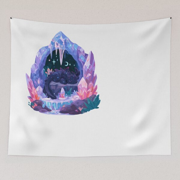 Item preview, Cute Sleeping Dragon Crystal Cave Night Sky designed and sold by NicolasGlowArt.