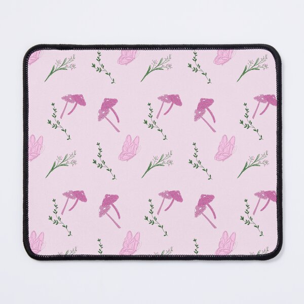 Item preview, Cute pink mushrooms and butterflies seamless pattern, cottagecore botanical fabric design designed and sold by Manyart13031992.