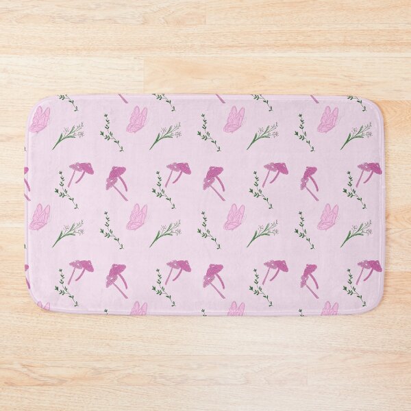 Item preview, Cute pink mushrooms and butterflies seamless pattern, cottagecore botanical fabric design designed and sold by Manyart13031992.