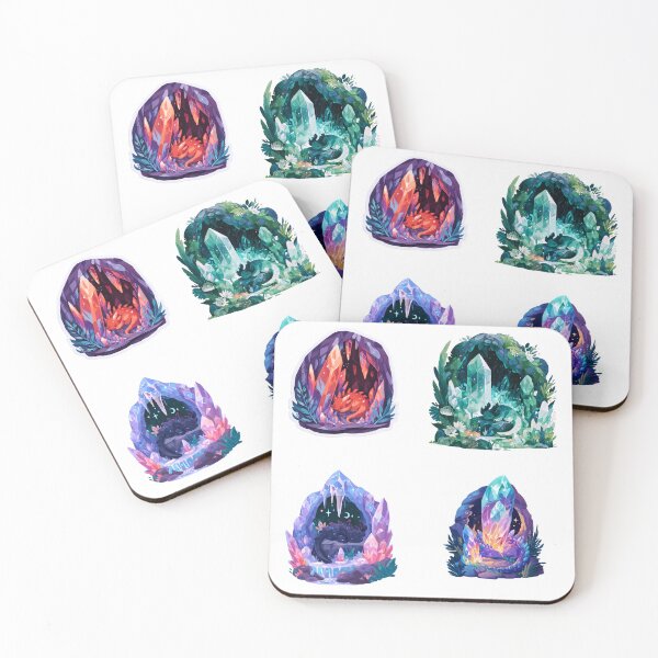Item preview, Cute Sleeping Dragon Crystal Cave Fantasy Art designed and sold by NicolasGlowArt.