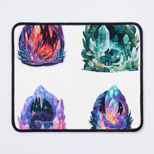 Item preview, Cute Sleeping Dragon Crystal Cave Fantasy Art designed and sold by NicolasGlowArt.