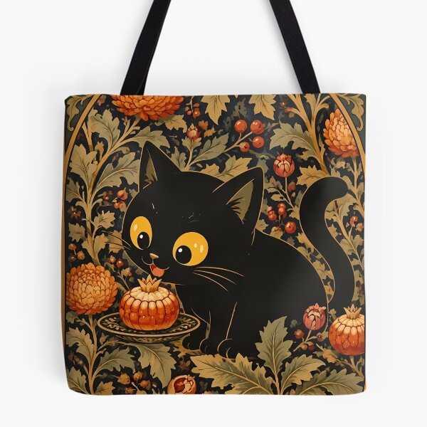 Item preview, Cute Black Cat in Vintage Art Nouveau Autumn Garden designed and sold by PurrfectHome.