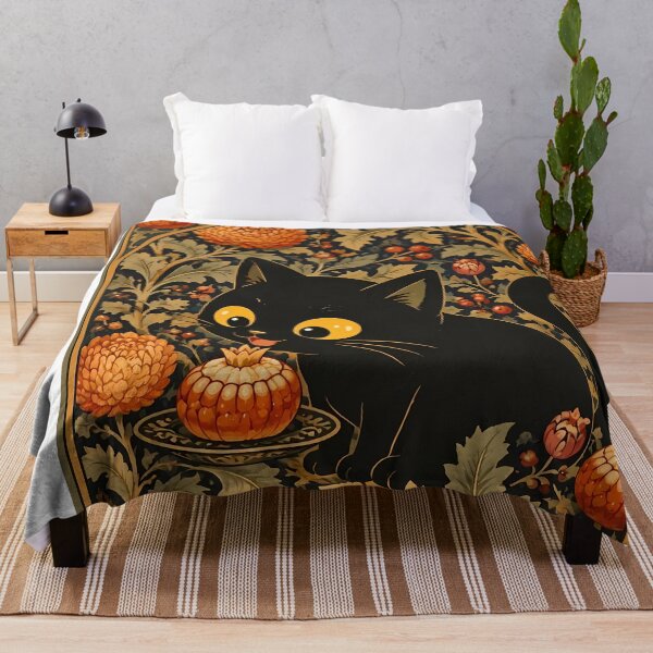 Item preview, Cute Black Cat in Vintage Art Nouveau Autumn Garden designed and sold by PurrfectHome.