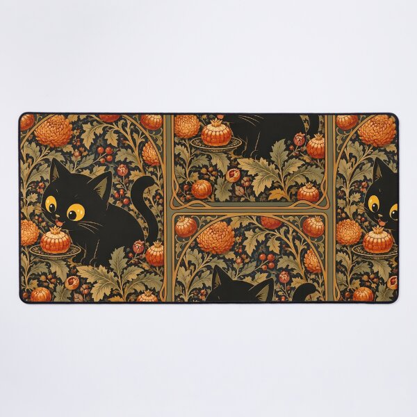 Item preview, Cute Black Cat in Vintage Art Nouveau Autumn Garden designed and sold by PurrfectHome.