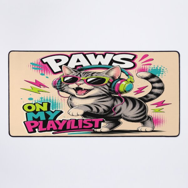 Item preview, Paws On My Playlist – Funny Cat Music Lover Graphic designed and sold by ArtoryNest.