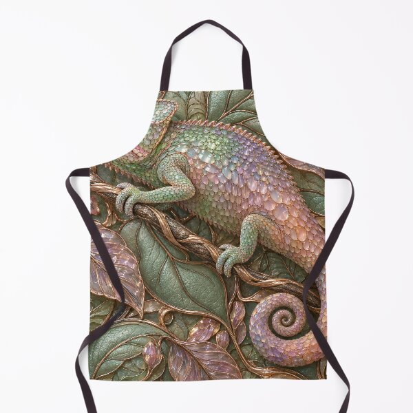 Item preview, Pastel Jeweled Chameleon on Rose Gold Leaves – Luxury Botanical Fantasy Art Print designed and sold by Kaleidoscope Print.