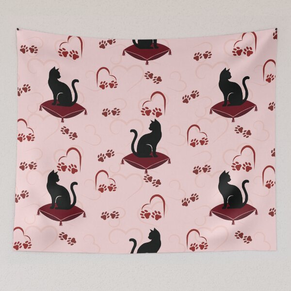 Item preview, Black Cat on Cushion Seamless Pattern designed and sold by prapapon.
