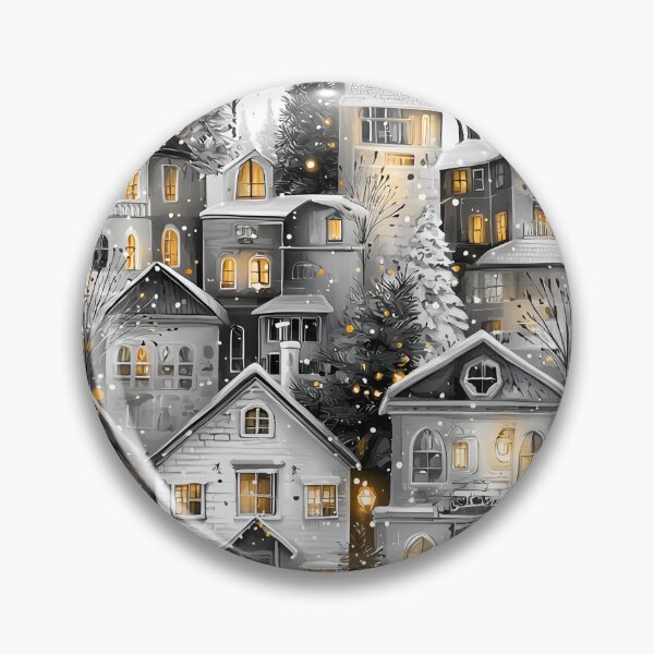 Item preview, Charming Winter Village in Black and White Style designed and sold by Artessie.