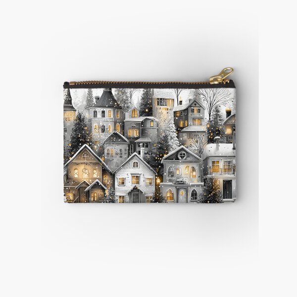 Item preview, Charming Winter Village in Black and White Style designed and sold by Artessie.