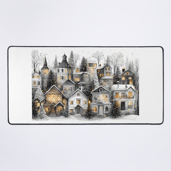 Item preview, Charming Winter Village in Black and White Style designed and sold by Artessie.