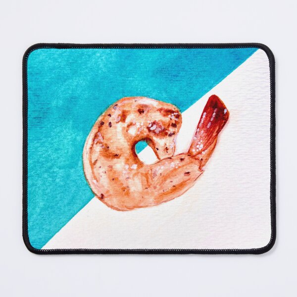 Item preview, Watercolor Shrimp on Turquoise designed and sold by DaydreamDept..