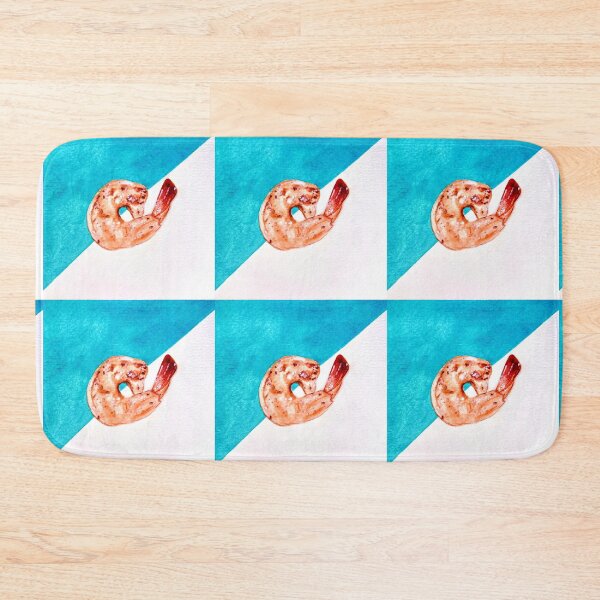 Item preview, Watercolor Shrimp on Turquoise designed and sold by DaydreamDept..