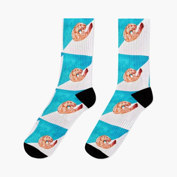 Item preview, Watercolor Shrimp on Turquoise designed and sold by DaydreamDept..
