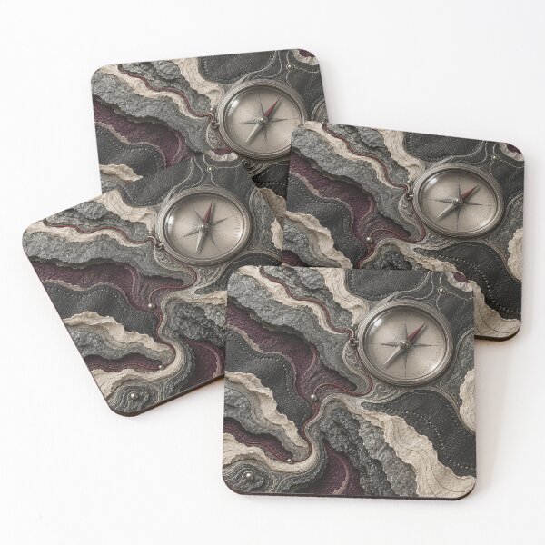 Item preview, Vintage Compass on Layered Stone and Leather – Luxury Textured Adventure Art Print designed and sold by Kaleidoscope Print.
