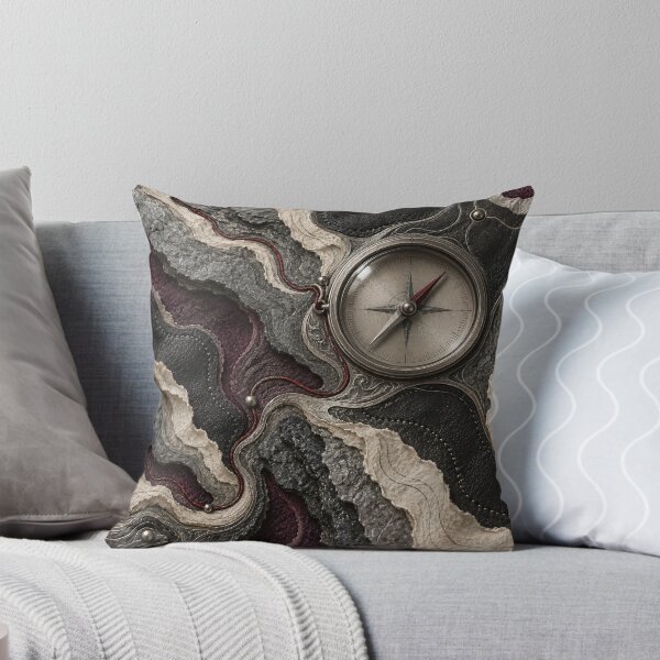Item preview, Vintage Compass on Layered Stone and Leather – Luxury Textured Adventure Art Print designed and sold by Kaleidoscope Print.