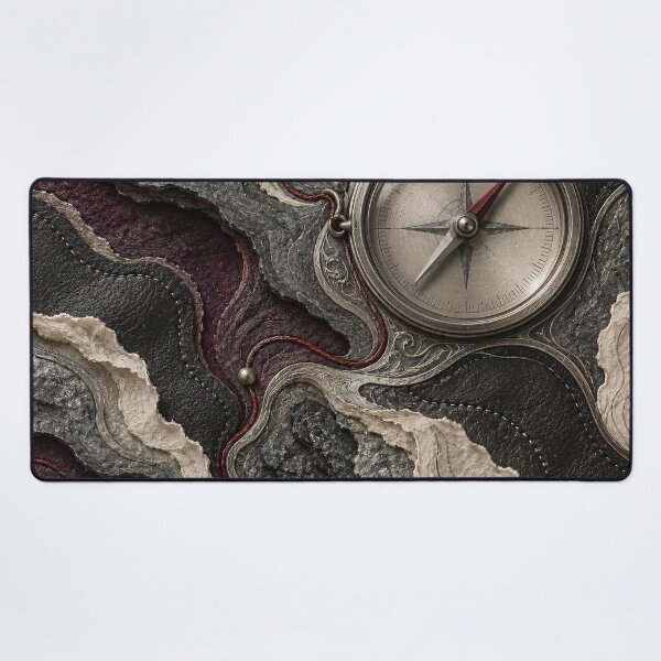 Item preview, Vintage Compass on Layered Stone and Leather – Luxury Textured Adventure Art Print designed and sold by Kaleidoscope Print.