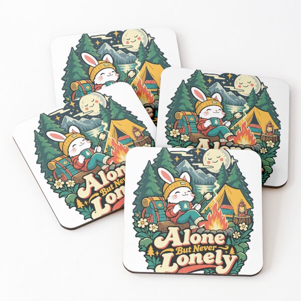 Item preview, Alone But Never Lonely Rabbit Camping Design designed and sold by Summit Folk Studio.