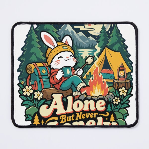 Item preview, Alone But Never Lonely Rabbit Camping Design designed and sold by Summit Folk Studio.