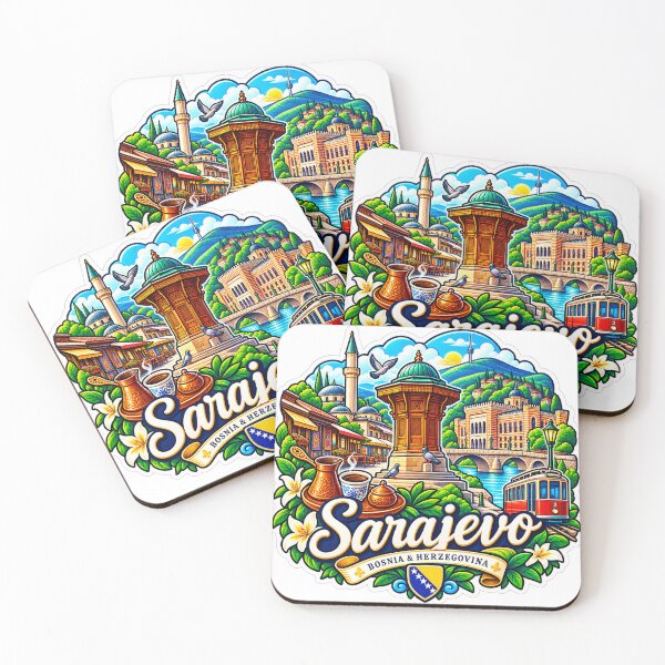 Item preview, Sarajevo Bosnia & Herzegovina Colorful City Travel Sticker designed and sold by ChicClicker.