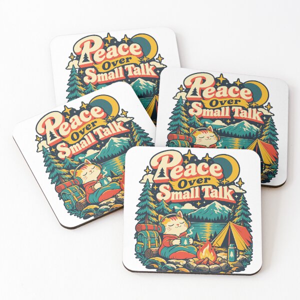 Item preview, Peace Over Small Talk Cat Camping Humor designed and sold by Summit Folk Studio.