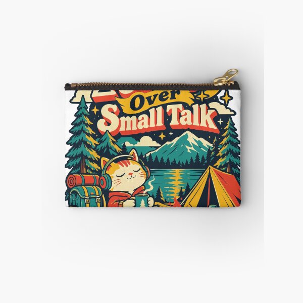 Item preview, Peace Over Small Talk Cat Camping Humor designed and sold by Summit Folk Studio.