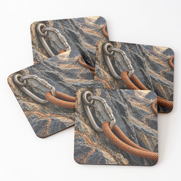 Item preview, Mountain Climbing Carabiner and Orange Rope – Adventure Rock Climbing Art Print designed and sold by Kaleidoscope Print.