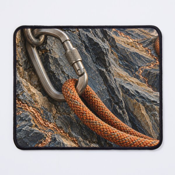 Item preview, Mountain Climbing Carabiner and Orange Rope – Adventure Rock Climbing Art Print designed and sold by Kaleidoscope Print.