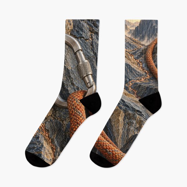 Item preview, Mountain Climbing Carabiner and Orange Rope – Adventure Rock Climbing Art Print designed and sold by Kaleidoscope Print.