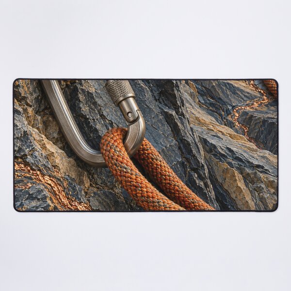 Item preview, Mountain Climbing Carabiner and Orange Rope – Adventure Rock Climbing Art Print designed and sold by Kaleidoscope Print.