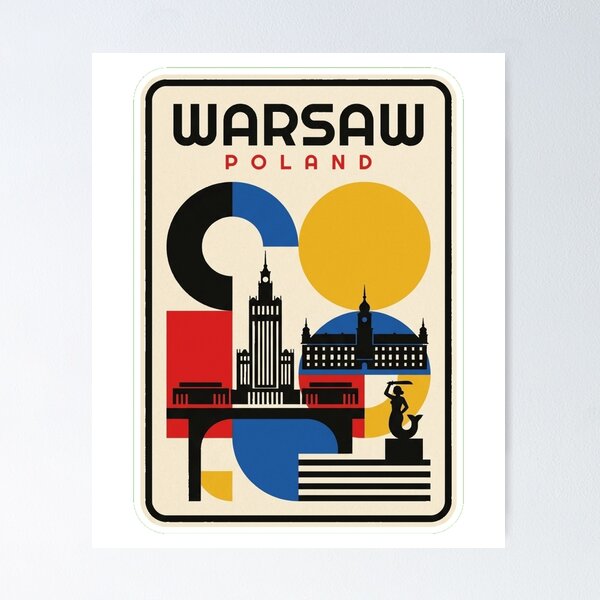 Item preview, Retro Warsaw Bauhaus Geometric Skyline designed and sold by k3rstman1.