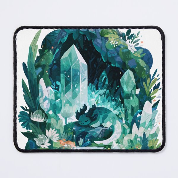 Item preview, Mystical Axolotl Sleeping Crystal Cave Grotto designed and sold by NicolasGlowArt.