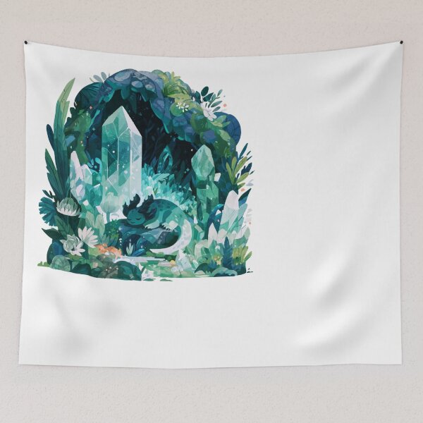 Item preview, Mystical Axolotl Sleeping Crystal Cave Grotto designed and sold by NicolasGlowArt.