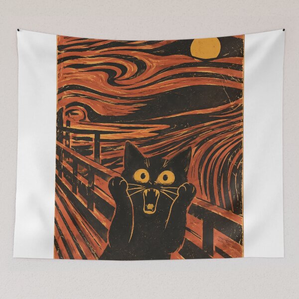 Item preview, The Cat Scream | The Scream Black Cat Parody designed and sold by PurrfectHome.