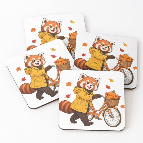 Item preview, Autumn Walk – Red Panda and Bicycle designed and sold by SAS-Designer.