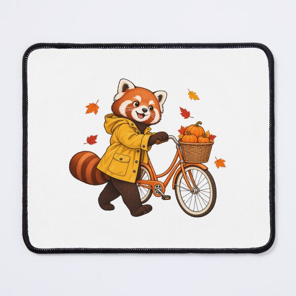 Item preview, Autumn Walk – Red Panda and Bicycle designed and sold by SAS-Designer.