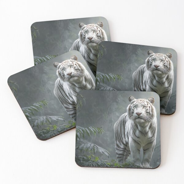 Item preview, Majestic White Tiger in Lush Green Jungle Setting designed and sold by Artessie.