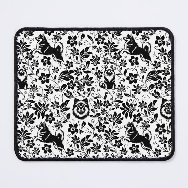 Item preview, Keeshond Dog Floral Silhouette Botanical Art Black designed and sold by WildLakePatterns.
