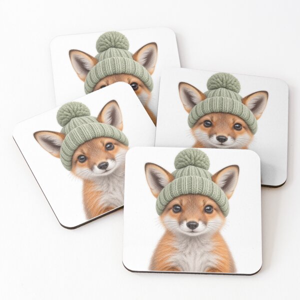 Item preview, Forest fox wearing a knitted hat designed and sold by LongIslandDesgn.