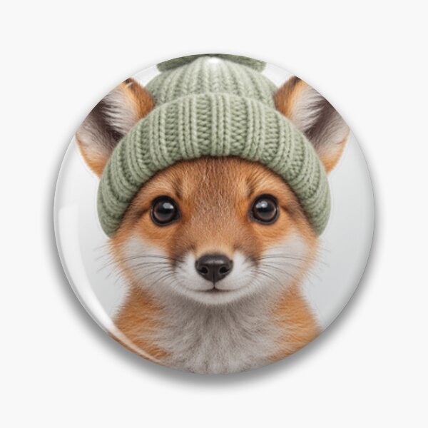 Item preview, Forest fox wearing a knitted hat designed and sold by LongIslandDesgn.
