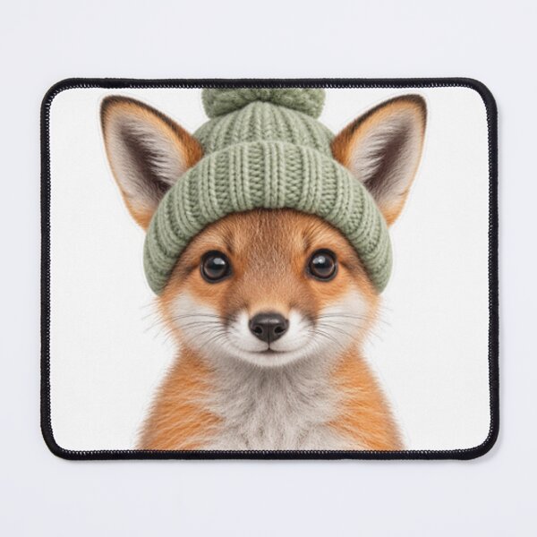 Item preview, Forest fox wearing a knitted hat designed and sold by LongIslandDesgn.