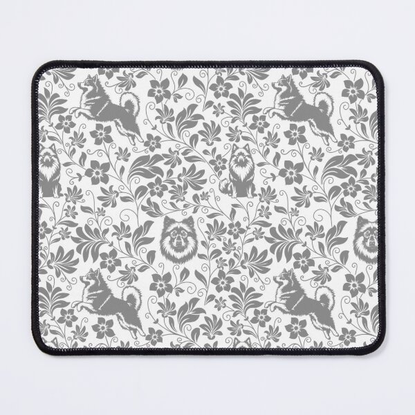 Item preview, Keeshond Dog Floral Silhouette Botanical Art Grey designed and sold by WildLakePatterns.